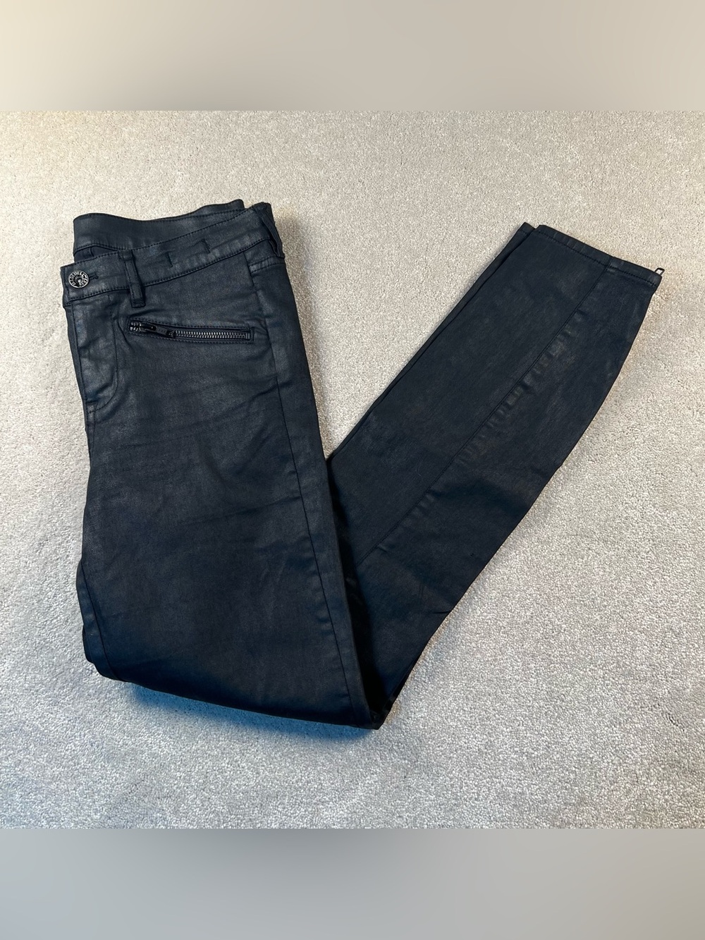 Madewell Pants Black Shiny Tapered Zipper Ankle Women's 28